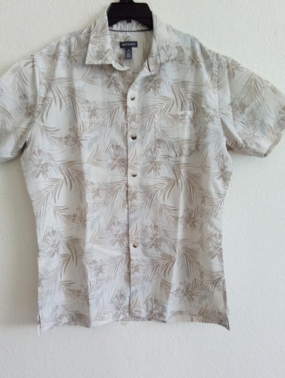 Van Heusen Cream Floral Short Sleeve Button-Down Shirt